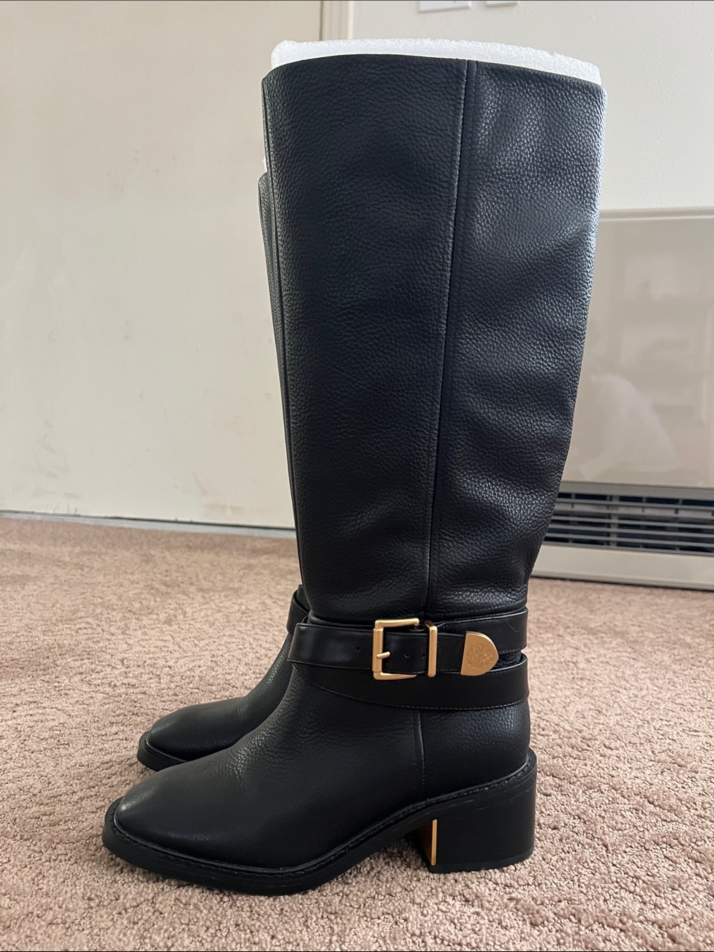 Classic Black Knee-High Wide-Calf Women's Riding Boots
